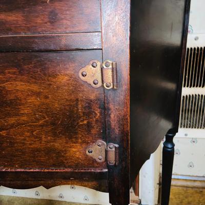 LOT241: Antique/Vintage Humidor Cabinet with Lift Top Ashtray and More