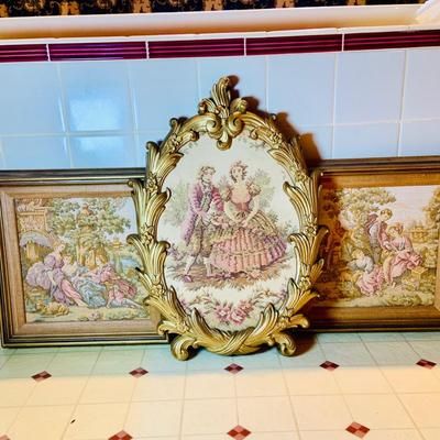 LOT 242: Vintage Victorian Inspired Needle Work Wall Art