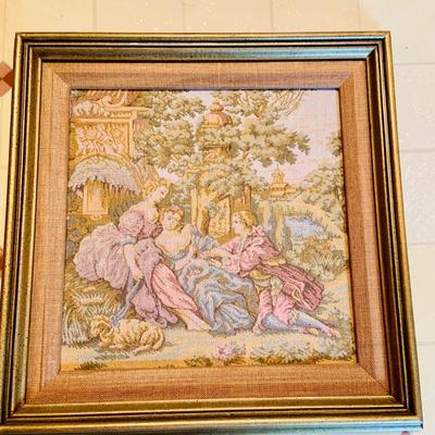 LOT 242: Vintage Victorian Inspired Needle Work Wall Art