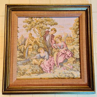 LOT 242: Vintage Victorian Inspired Needle Work Wall Art