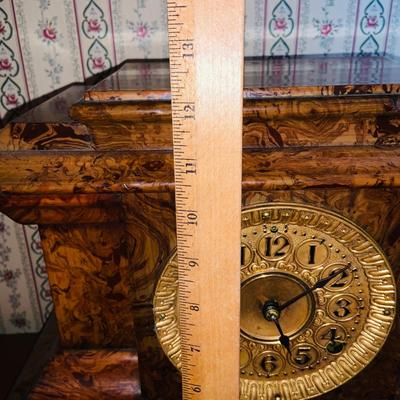 LOT 243: Antique Wood Faux Marble Seth Thomas Mechanical Mantle Clock