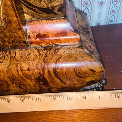 LOT 243: Antique Wood Faux Marble Seth Thomas Mechanical Mantle Clock