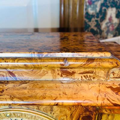 LOT 243: Antique Wood Faux Marble Seth Thomas Mechanical Mantle Clock