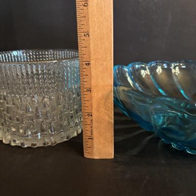 LOT 272: Elegant Crystal Collection: Waterford, Lenox, Atlas Blue Swirl Glass Serving Bowl, Water Goblets w/Black Glass Base, Black Glass...