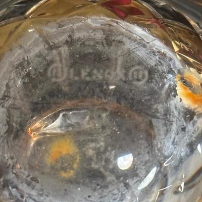 LOT 272: Elegant Crystal Collection: Waterford, Lenox, Atlas Blue Swirl Glass Serving Bowl, Water Goblets w/Black Glass Base, Black Glass...