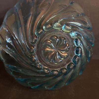 LOT 272: Elegant Crystal Collection: Waterford, Lenox, Atlas Blue Swirl Glass Serving Bowl, Water Goblets w/Black Glass Base, Black Glass...