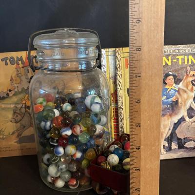 LOT 274: Marbles, Marbles & More Marbles, Vintage Little Golden Books, Vinyl/Pleather Blue Dog & Bear