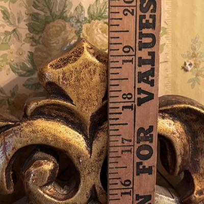 LOT 277: Vintage Green Velvet Upholstered J.B. Van Scriver Co., Rocking Chair, Painted Sewing Box & Victorian Corner Shelf & Gold...