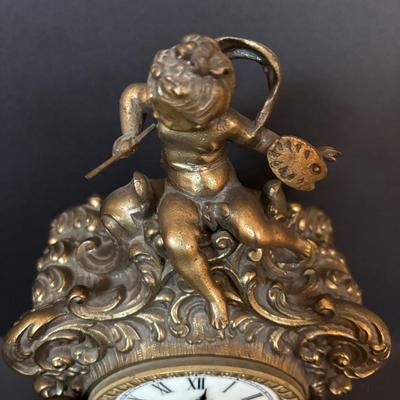 LOT 278: Antique Ansonia Figural 8-Day Mantel Clock, w/Key