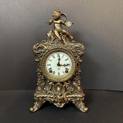 LOT 278: Antique Ansonia Figural 8-Day Mantel Clock, w/Key