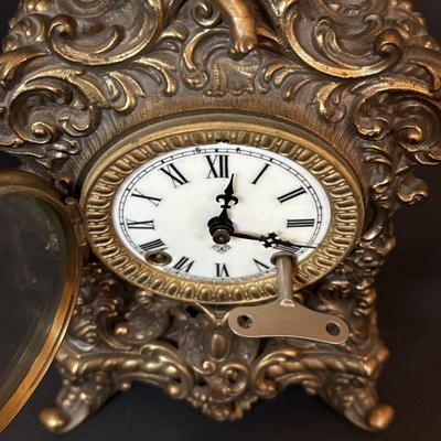 LOT 278: Antique Ansonia Figural 8-Day Mantel Clock, w/Key