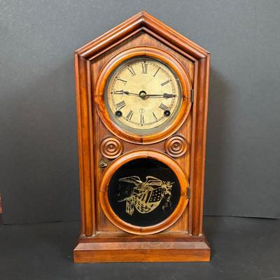LOT 279: Antique E Ingraham Co. Doric Shelf/Mantle Clock