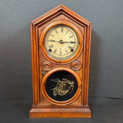 LOT 279: Antique E Ingraham Co. Doric Shelf/Mantle Clock