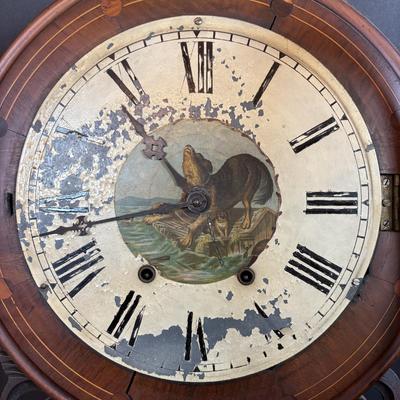 LOT 280: Antique Wall Clock w/Painted Face