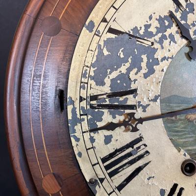 LOT 280: Antique Wall Clock w/Painted Face