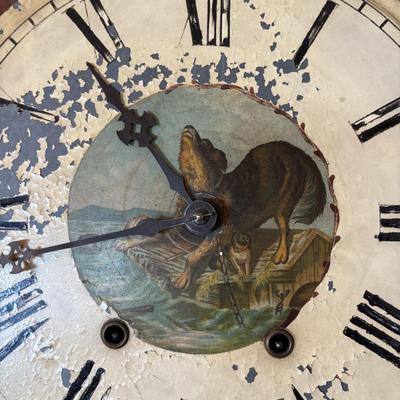 LOT 280: Antique Wall Clock w/Painted Face