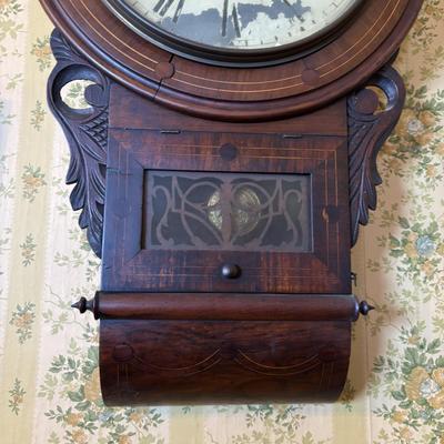 LOT 280: Antique Wall Clock w/Painted Face