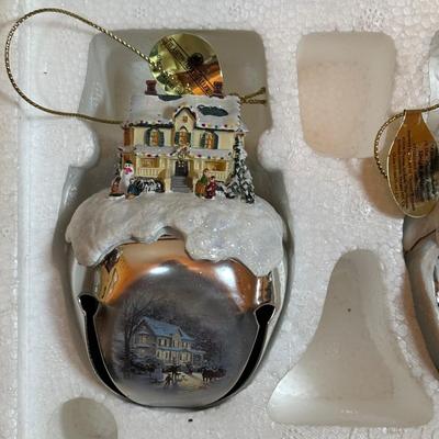 LOT 281: Thomas Kinkade Sleigh Bell Ornaments by Ashton Drake