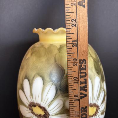 LOT 282: Vintage Hand Painted and Signed Hurricane Lamp