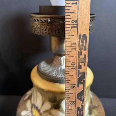 LOT 282: Vintage Hand Painted and Signed Hurricane Lamp