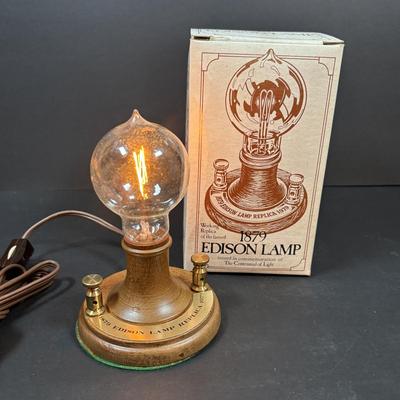 LOT 283: Vintage Wind-Up Alarm Clock: Westclox Big Ben, Ward's Old Reliable and 1879 Edison Lamp Replica