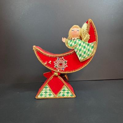 LOT 284: Vintage Christmas & More: Tin Light Reflectors, Ornaments, Clip-on Candle Holders, Schmid Bros Angel in Motion (works)...