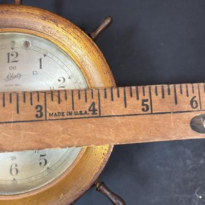 LOT 285: Vintage Made in Germany Schatz 8 Day-14Jewel Ships Bell Clock w/Key & Barometer