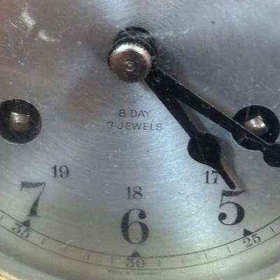 LOT 285: Vintage Made in Germany Schatz 8 Day-14Jewel Ships Bell Clock w/Key & Barometer