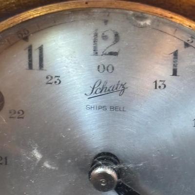 LOT 285: Vintage Made in Germany Schatz 8 Day-14Jewel Ships Bell Clock w/Key & Barometer