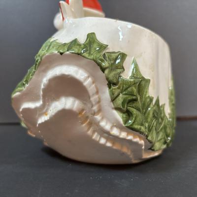 LOT 286: Vintage Relpo Christmas Holly Girl Figurine Planter, Angel Figurines, Spaghetti Santa & Mrs. Claus Salt/Pepper Shakers,...