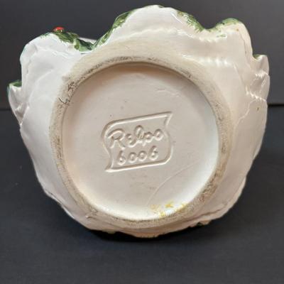 LOT 286: Vintage Relpo Christmas Holly Girl Figurine Planter, Angel Figurines, Spaghetti Santa & Mrs. Claus Salt/Pepper Shakers,...