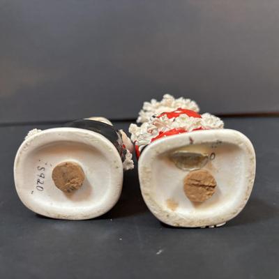 LOT 286: Vintage Relpo Christmas Holly Girl Figurine Planter, Angel Figurines, Spaghetti Santa & Mrs. Claus Salt/Pepper Shakers,...