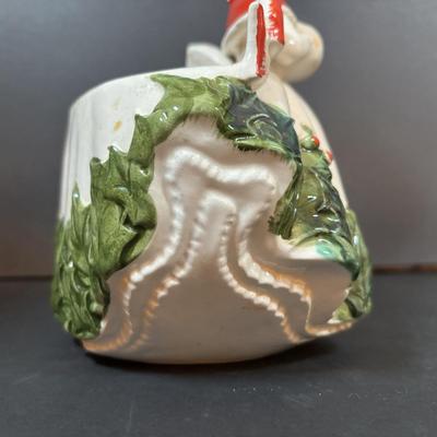 LOT 286: Vintage Relpo Christmas Holly Girl Figurine Planter, Angel Figurines, Spaghetti Santa & Mrs. Claus Salt/Pepper Shakers,...