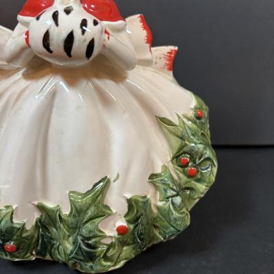 LOT 286: Vintage Relpo Christmas Holly Girl Figurine Planter, Angel Figurines, Spaghetti Santa & Mrs. Claus Salt/Pepper Shakers,...