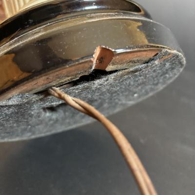 LOT 287: Vintage Victorian Era Style Lamp w/Painted Glass Shade, Decorative Base and Hanging Crystals