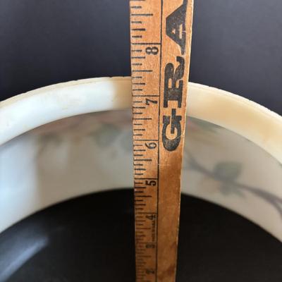 LOT 287: Vintage Victorian Era Style Lamp w/Painted Glass Shade, Decorative Base and Hanging Crystals