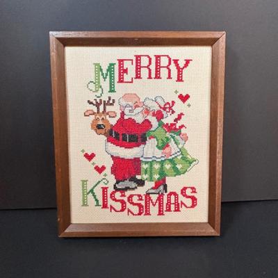 LOT 289: Hand-Crafted Counted Cross-Stiches, Home Decor Peppermint Tri Cycle, Christmas Around the World Shimmering Snowman Votive &...