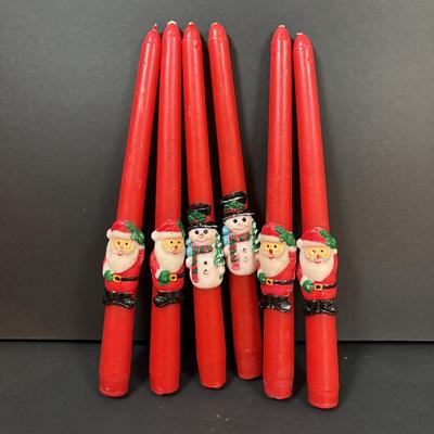 LOT 290: Holiday Candle Collection & More: Santa & Snowman Tapered Candles,Gift Bag Music Boxes, Gold Bead Garland, Peppermint...