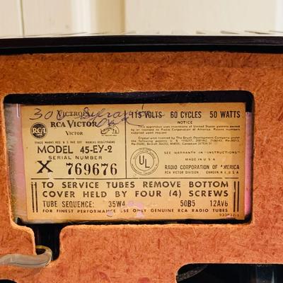 LOT 298: Vintage RCA Victor "Portable" Tube Record Player Model 45-EY-2 with Case and an Assortment of Vintage 45's and...