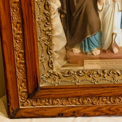 LOT 299: Antique Home Altar of the Holy Family Contraternity Established by Apastolic Lettters of Pope Leo XII, Dated June 14th 1892