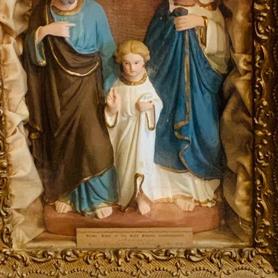 LOT 299: Antique Home Altar of the Holy Family Contraternity Established by Apastolic Lettters of Pope Leo XII, Dated June 14th 1892