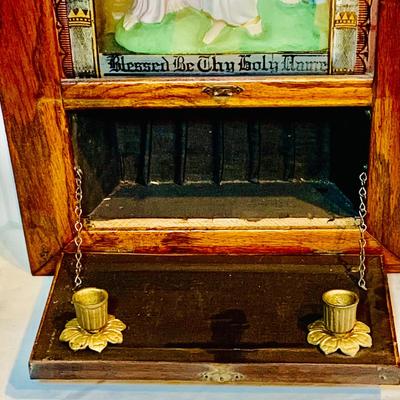 LOT 300: Antique Holy Family Last Rites Shadow Box Wall Art