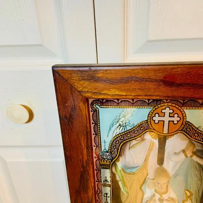 LOT 300: Antique Holy Family Last Rites Shadow Box Wall Art