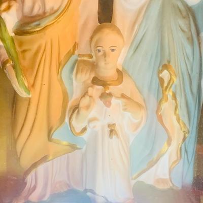 LOT 300: Antique Holy Family Last Rites Shadow Box Wall Art