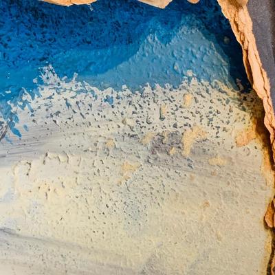 LOT 301: Antique/Vintage Reverse Painted Winter Cabin on Bubble Glass