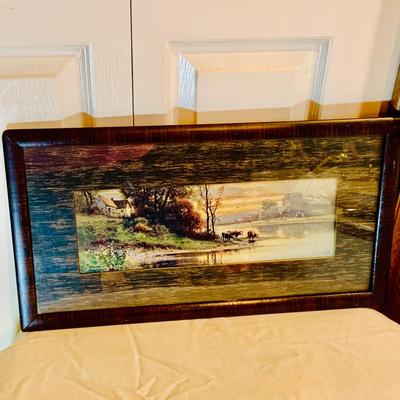 LOT 302: Antique Framed and Matted Wall Art Lanscape Copyrighted 1908 by A Fox #801