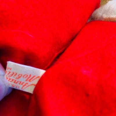 LOT 304: Vintage Annalee Holiday Dolls - Large Santa and Mrs Claus and Woman with Plum Pudding Dated 1971