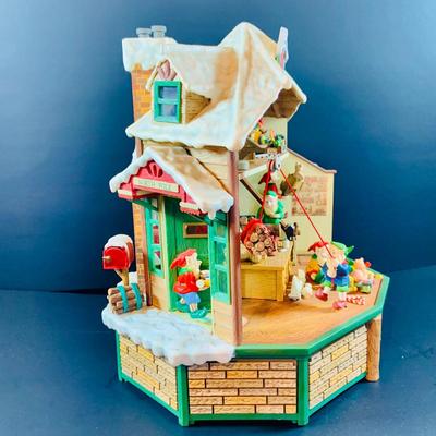 LOT 305: Enesco Santa's Work Musical Decoration with Cassettee Player and Origianl Box