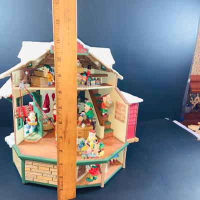 LOT 305: Enesco Santa's Work Musical Decoration with Cassettee Player and Origianl Box