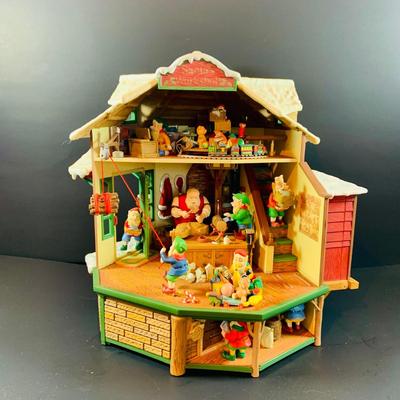 LOT 305: Enesco Santa's Work Musical Decoration with Cassettee Player and Origianl Box